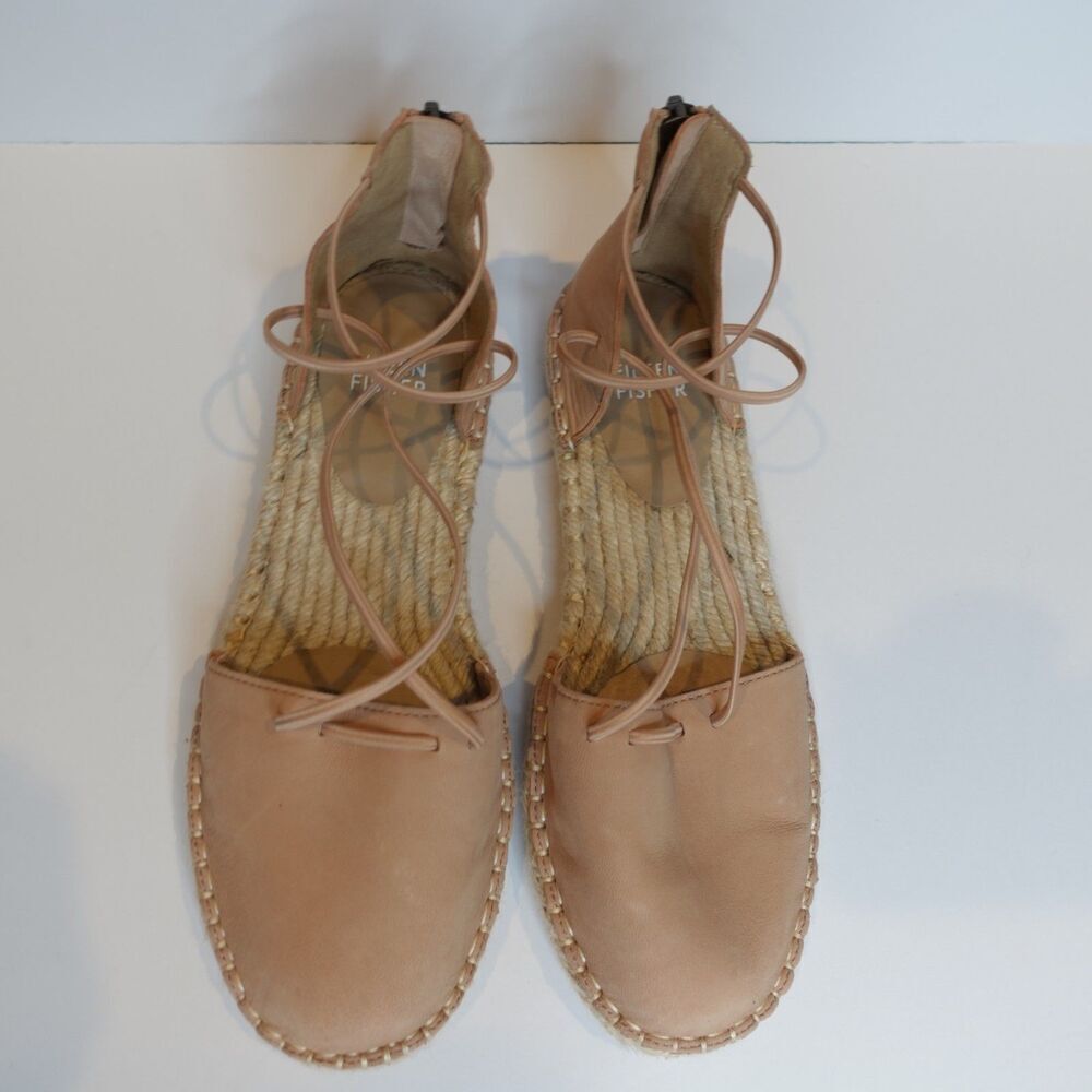 Eileen Fisher Lee Espadrille Flat Suede Leather Sandals Shoes size 6.5